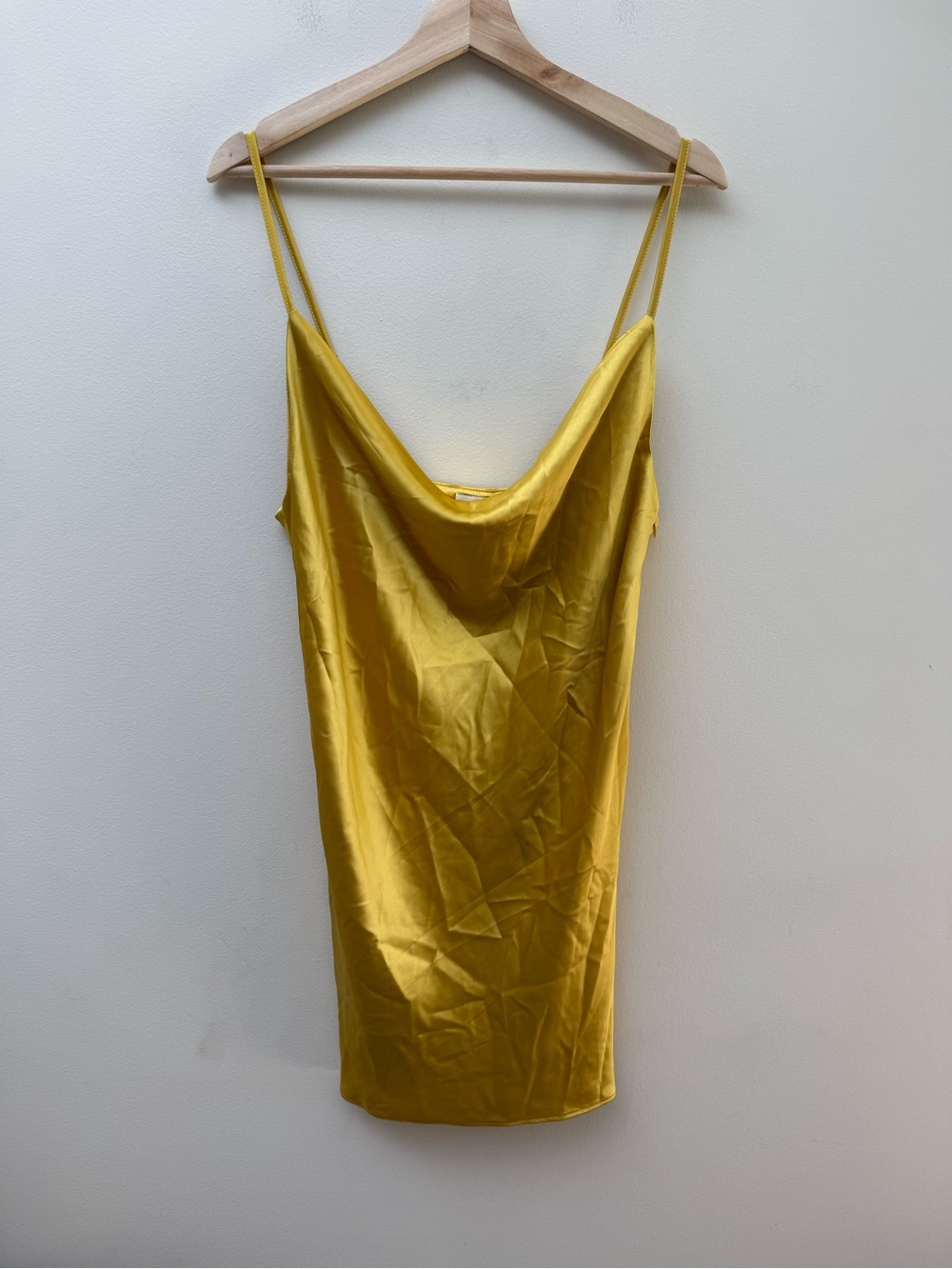 Princess Polly Yellow Satin Cowl Mini Dress